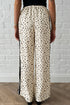 Leopard Print Side Stripe Wide Leg Drawstring Pants