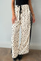 Leopard Print Side Stripe Wide Leg Drawstring Pants