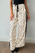 Leopard Print Side Stripe Wide Leg Drawstring Pants