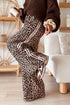 Leopard Print Side Stripe Wide Leg Pants
