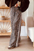 Leopard Print Side Stripe Wide Leg Pants