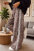 Leopard Print Side Stripe Wide Leg Pants