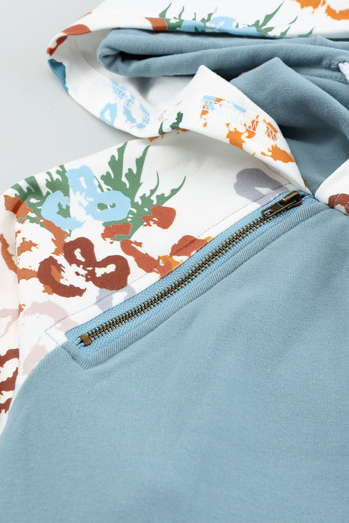 Leopard Print Sleeve Patchwork Hoodie With Pocket