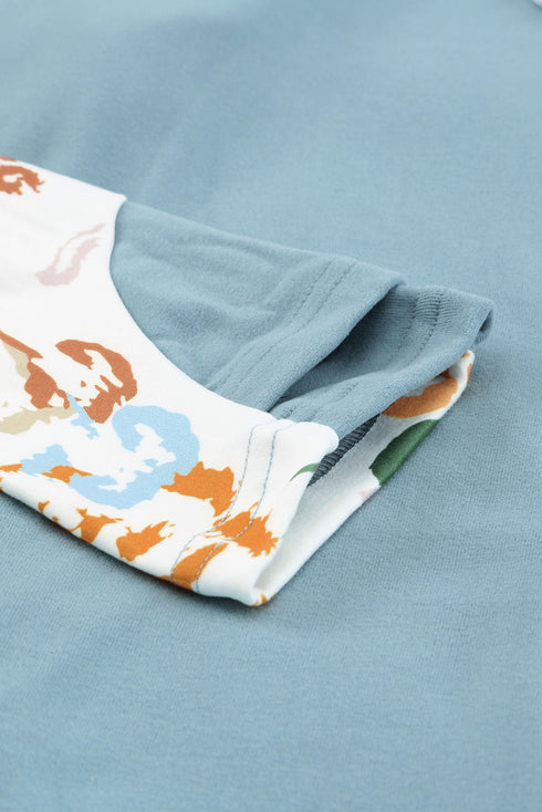 Leopard Print Sleeve Patchwork Hoodie With Pocket