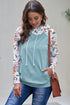 Leopard Print Sleeve Patchwork Hoodie With Pocket