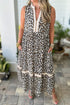 Leopard Print Sleeveless A Line Midi Dress