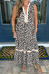 Leopard Print Sleeveless A Line Midi Dress