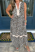 Leopard Print Sleeveless A Line Midi Dress