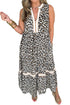 Leopard Print Sleeveless A Line Midi Dress