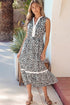 Leopard Print Sleeveless A Line Midi Dress