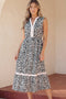 Leopard Print Sleeveless A Line Midi Dress