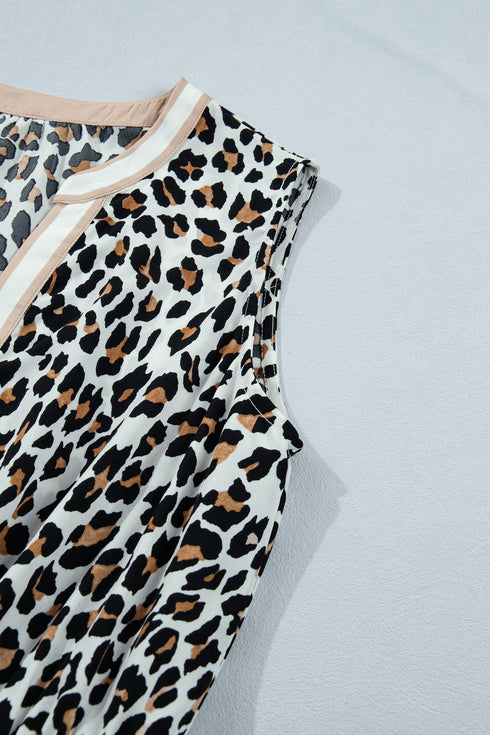 Leopard Print Sleeveless A Line Midi Dress