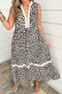 Leopard Print Sleeveless A Line Midi Dress