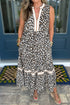 Leopard Print Sleeveless A Line Midi Dress