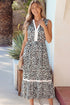 Leopard Print Sleeveless A Line Midi Dress