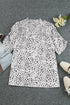 Leopard Print Smocked Bodice Puff Sleeve Peplum Blouse