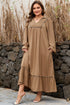 Leopard Print Smocked V Neckline Piping Accent Maxi Dress