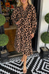 Leopard Print Smocked Western Flowy H Line Midi Dress