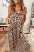Leopard Print Square Neck Pleated Wide Leg Jumpsuit