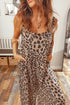 Leopard Print Square Neck Pleated Wide Leg Jumpsuit