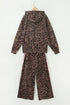 Leopard Print Striped Long Sleeve Top Pant Set