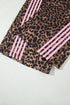 Leopard Print Striped Long Sleeve Top Pant Set