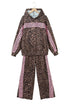 Leopard Print Striped Long Sleeve Top Pant Set