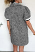 Leopard Print Striped Trim Polo Puff Sleeve Mini Dress