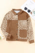 Leopard Print Textured Corduroy Long Sleeve Jacket