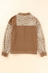 Leopard Print Textured Corduroy Long Sleeve Jacket