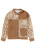 Leopard Print Textured Corduroy Long Sleeve Jacket