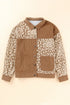 Leopard Print Textured Corduroy Long Sleeve Jacket