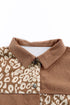 Leopard Print Textured Corduroy Long Sleeve Jacket