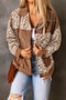Leopard Print Textured Corduroy Long Sleeve Jacket