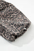 Leopard Print Tie Neck Puff Sleeve Denim Babydoll Top