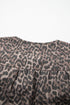 Leopard Print Tie Neck Puff Sleeve Denim Babydoll Top