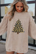 Leopard Print Tree Graphic Corduroy Pullover Sweatshirt