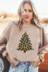 Leopard Print Tree Graphic Corduroy Pullover Sweatshirt