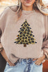 Leopard Print Tree Graphic Corduroy Pullover Sweatshirt