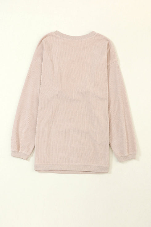 Leopard Print Tree Graphic Corduroy Pullover Sweatshirt