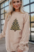 Leopard Print Tree Graphic Corduroy Pullover Sweatshirt