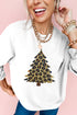 Leopard Print Tree Graphic Holiday Pullover Sweatshirt