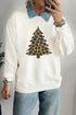 Leopard Print Tree Graphic Holiday Pullover Sweatshirt