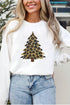 Leopard Print Tree Graphic Holiday Pullover Sweatshirt