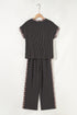 Leopard Print Twisted Rib Cropped Wide Leg Pant Set