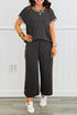Leopard Print Twisted Rib Cropped Wide Leg Pant Set