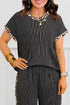 Leopard Print Twisted Rib Cropped Wide Leg Pant Set