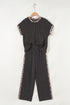 Leopard Print Twisted Rib Cropped Wide Leg Pant Set