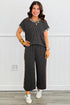 Leopard Print Twisted Rib Cropped Wide Leg Pant Set