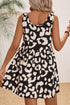 Leopard Print U Neck Sleeveless High Waist Dress
